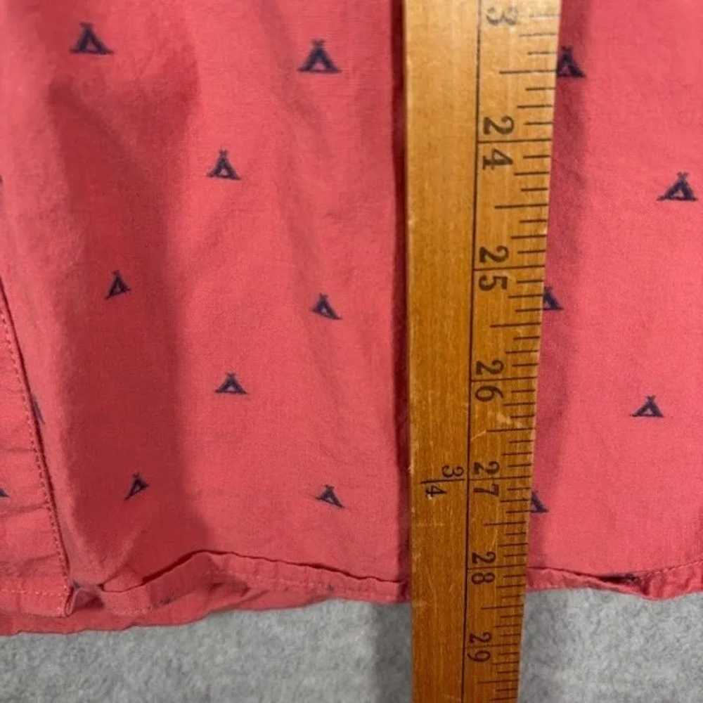 The North Face Button Front‎ Shirt Mens L Salmon Pink Geometric Teepee Print